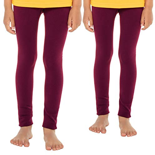 Celodoro Kinder Thermo Leggings (2 Stück) - warme Unterhose lang mit Innenfleece - Beere 122-128