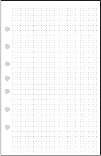 Klassische Größe Dot Grid Paper Refill, 0,3 cm (1/8 Zoll) Abstand, Größe und Lochung mit 7 Löchern für 7-Ring-Notizbücher wie Franklin, etc. (14 x 21,6 cm)