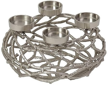 Werner Voß GmbH 51461 Kranz Äste mit 4 Kerzenhaltern Silber 27 x 13 cm (1 Stück)