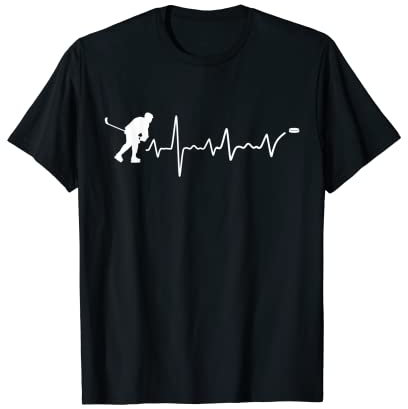Eishockey Herzschlag EKG Ice Hockey Spieler T-Shirt
