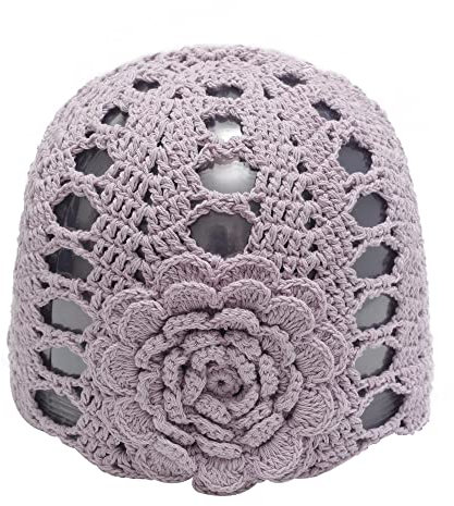 ZLYC Damen Mädchen Mütze Handgemachte Sommermütze Strickmütze, Violette Blume., One Size