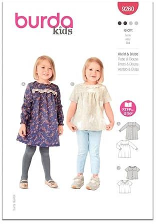 Burda Paper Sewing Pattern 9260 Tops, Dresses 1M-3 (56-98)
