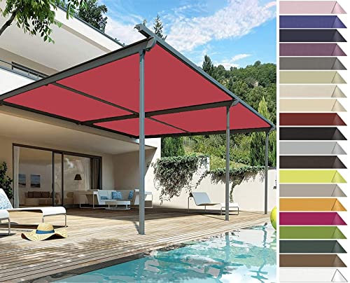 Sonnensegel für Gartenpavillon Sunset Deluxe 300x650cm Wasserabweisend imprägniert 95% UV-Block Sunprotect Professional Sonnensegel Mit Spannseilen Für Garten Balkon, Rot