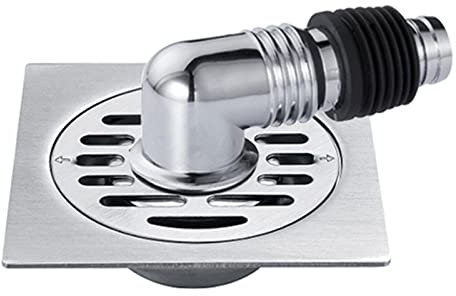 Waschmaschinen-Bodenablauf-Abdeckung, Duschablauf-Bodenablauf-Abdeckung mit Rohrverbinder, quadratisches Einweg-Ablaufventil, schneller Ablauf, Duschstopfeneinsatz (Silber)