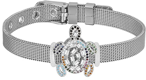 Flongo Mesh Armband Damen Armkette Mit Zirkon Schmetterling verstellbare Weite Edelstahlarmband einstellbar Abnehmbar