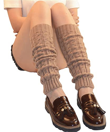 ORANDESIGNE Damen Frauen Winter Crochet Stricken Stulpen Beinstulpen Beinwärmer Kniestrümpfe Legwarmers Strümpfe A Khaki