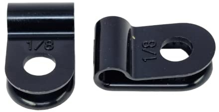 100 Pack of Black Nylon P-Clips, Plastic Cable Clips, 3.1mm (1/8) Diameter