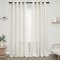 Joywell Leinenvorhänge Gardinen Leinenoptik Landhausstil Decor Halbtransparent Luftig Dekoschal Boho Leinen Vorhang Gardinen für Fenster Schlafzimmer Wohnzimmer mit Ösen 225x140 cm 2 Stück Creme