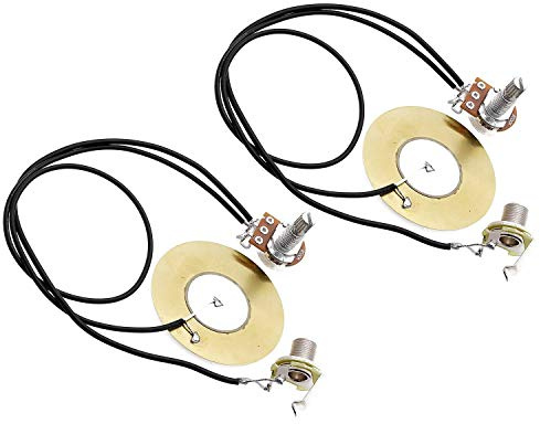 RIYAN 2 x 50 mm Gitarren-Piezo-Transducer, vorverdrahteter Verstärker mit 6,35 mm Ausgang für Akustikgitarre, Ukulele, Zigarrenbox, Gitarre
