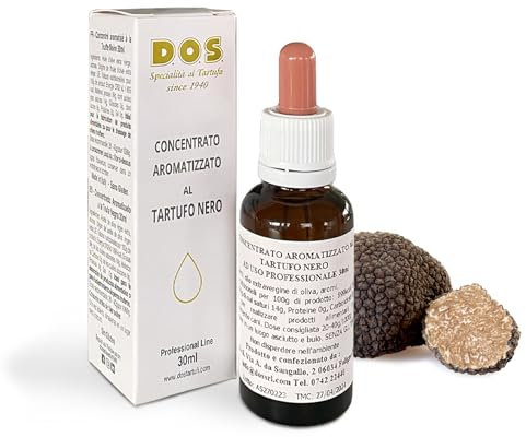 Concentrato aromatizzato al Tartufo Nero 30 ml Extra forte ad uso Professionale - Concentrato al Tartufo - Olio Extravergine di Oliva - D.O.S. Specialità al Tartufo since 1940