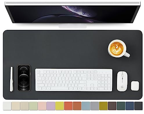 Leder-Schreibtischunterlage – rutschfeste PU-Schreibtischunterlage und Mauspads für Büro und Zuhause – Schreibtisch-Organisation und Zubehör (Schwarz,80cmx 40cm)
