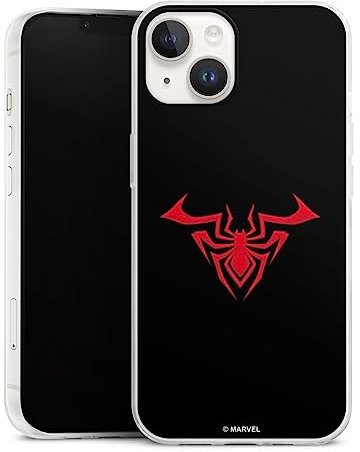 Slim Case extra dünn kompatibel mit Apple iPhone 14 Silikon Handyhülle transparent Hülle Spider-Man Logo Marvel