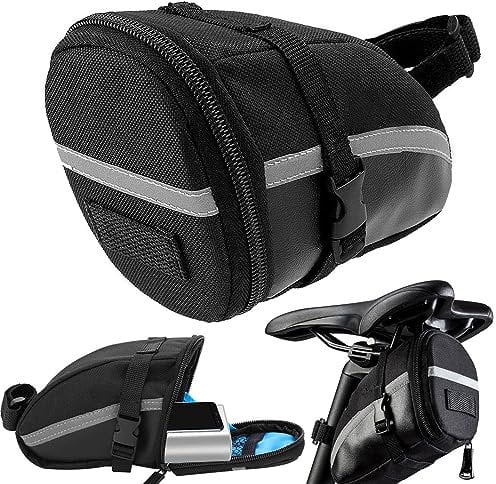 Sacoche de vélo étanche sous la Selle - Étui Multifonction avec Sangles réglables - Noir