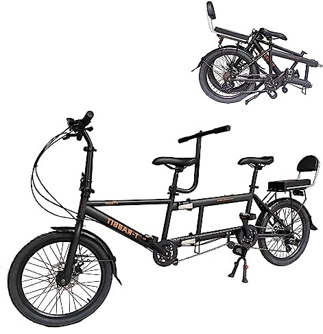BGGFNZ Bicicletas tándem Plegables Bicicleta de Crucero de Playa para Adultos, Bicicleta tándem con Ruedas de 20 Pulgadas, Bicicletas tándem Ajustables de 7 velocidades Bicicleta de Crucero