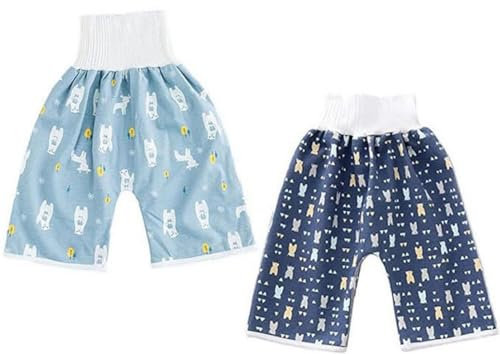AOOPOO 2 Stück Baby Windelrock Windelhose Töpfchen Trainingshose für Kinder Töpfchentraining für Jungen Mädchen Wasserdicht Saugfähig Baby Trainerhose Kleinkind Töpfchen Hosen 0 Jahre - 8 Jahre