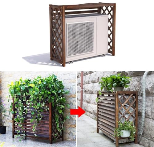 HRXQ Cache Climatiseur Exterieur en Bois Massif Cache Clim Exterieur Écran De Confidentialité pour Climatiseurs Extérieurs pour Cacher Les Climatiseurs (Size : M)