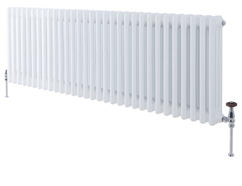 MILANO White Cast Iron Style Horizontal Triple Column Radiator 600 x 1415mm | Steel Construction. Generous Heat Output. Traditional Style. Triple Column Design. Central Heating Operation.