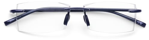 DOOViC Blue Light Blocking Reading Glasses No Frame 1.5 for Men/Womens Blue Rectangle Flexible TR90 Legs Lightweight Readers