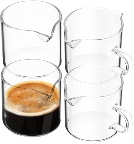 Luxshiny 4pièces Verre à Espresso Verre Transparent Lot De Tasses à Café Et Pichet à Lait Miniature Mousseur De Lait Pratique Pour Cuisine Et Café