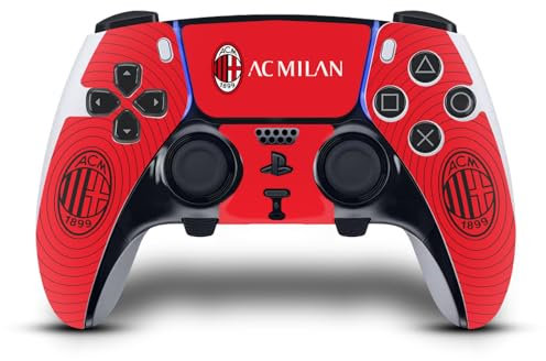 Head Case Designs Licenza Ufficiale AC Milan Rosso E Nero Arte Vinile Sticker Gaming Pelle Adesivo Compatibile con Sony Playstation 5 PS5 DualSense Edge Controller