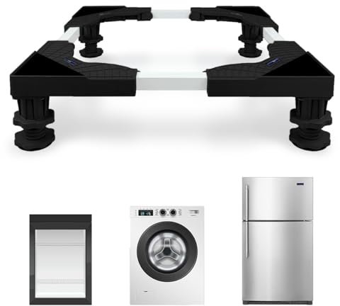 KUPAO Mini Fridge Stand Adjustable Universal Base with 4 Strong Feet Washer Dryer Pedestal for Small Refrigerator, Portable Compact Washer or Dryer, Black