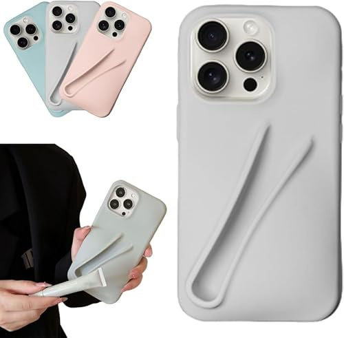 Miuhuy Lipgloss-Handyhülle, Flüssigsilikon, Kameraschutz mit Mikrofaser-Innenfutter, für iPhone 14 Pro, Grau