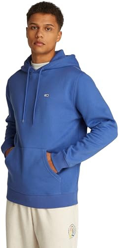 Tommy Jeans Herren Hoodie Regular Fit Flag Fleece mit Kapuze, Blau (Tempo Blue), S