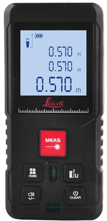 WINTAPE 50M Laser Entfernungsmesser, Digital Wasserwaage Distanzmessgerät mit LCD Hintergrundbeleuchtung, M/In/Ft, Pythagoras/Abstand/Fläche/Volumen Messungen(Inklusive Kabel zum Aufladen, IP54)