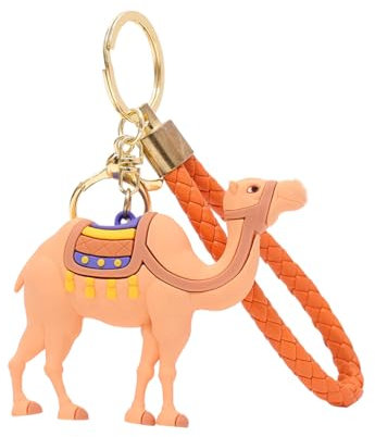 CAOXIAN Cartoon-Kamel-Schlüsselanhänger, niedlicher Tier-Schlüsselanhänger, Büchertaschen-Anhänger, Wüstentourismus, Souvenir, Geschenk, Schlüsselanhänger für Mädchen, Jungen, Frauen, braun, M