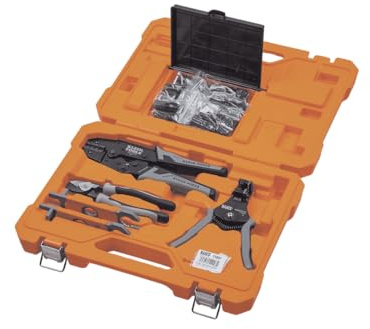 Klein Tools 92919S Solar Werkzeug Set mit Cutter, Abisolierzange, Crimper, Schraubenschlüssel und PV Steckverbindern für Solarpanel Kabelmontage und Installation