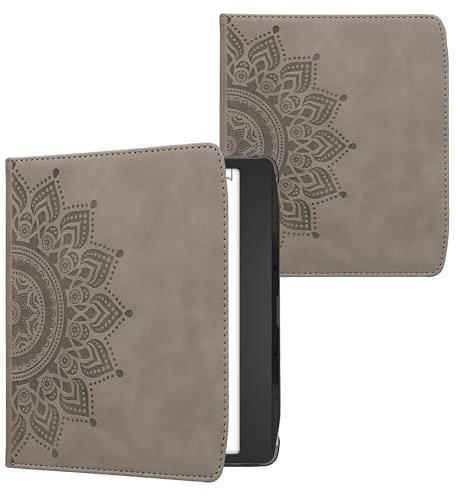 kwmobile Klapphülle kompatibel mit Pocketbook Era/Era Color - Hülle aus Kunstleder für eReader - mit Handschlaufe - Aufgehende Sonne Grau
