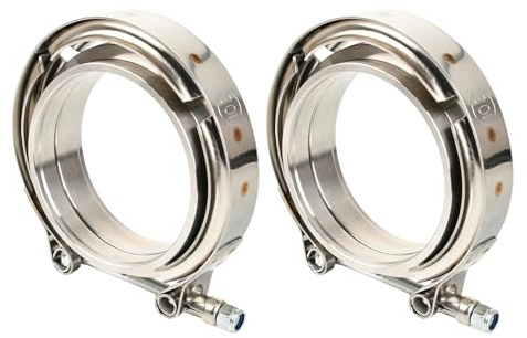 BIGREAT T304 Stainless Steel V-Band Screw Clamp 4 with Male Female Flanges Mounting for Exhaust System, Turbocharger, Exhaust Clamps, 2 Pcs