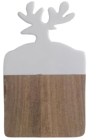 Blanc Mariclò Tagliere di natale in legno con renna, vintage, Shabby Chic 16x26.5x2 cm