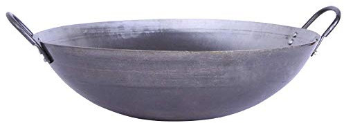 Padella wok in ghisa fatta a mano, 60 cm, con rivestimento antiaderente, pentola in ferro non rivestito, per friggere