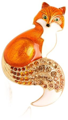 LUOFENG Emaille Fuchs Brosche Strass Charm Pin Tier Abzeichen Schmuck Rucksack Dekoration Mode Accessoires für Jacken