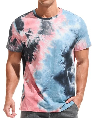 USALL Herren Sommer DruckT-Shirt 95% Baumwolle Casual Atmungsaktives Männer T-Shirt Kurzarm(03 Blue 3XL)