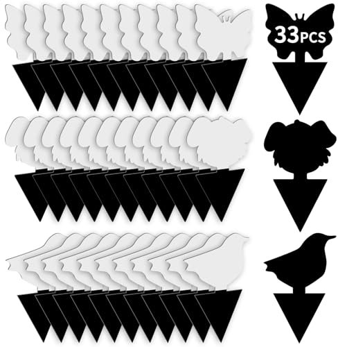 BBLIKE Fruit Fly Traps - 33 Pcs Fly Catcher Bug for Home Use, Fungus Gnat Sticky Killer for Protect Indoor Plants, Fruit Fly Papers Control for Flies Multiple Insects Non-Toxic, Waterproof (Black)