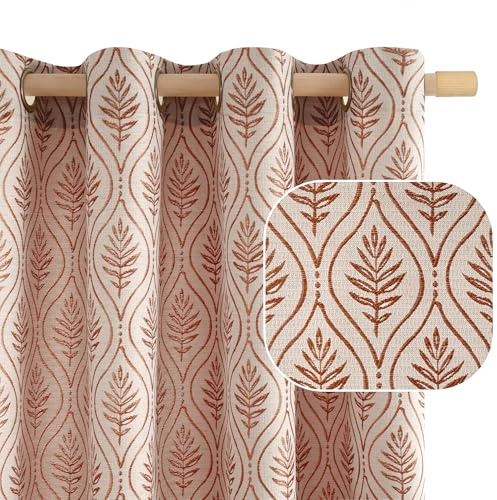 BGment Jacquard-Vorhänge mit Blattmuster im französischen Landhausstil, 243,8 cm lang, 2 Paneele, Terrakotta