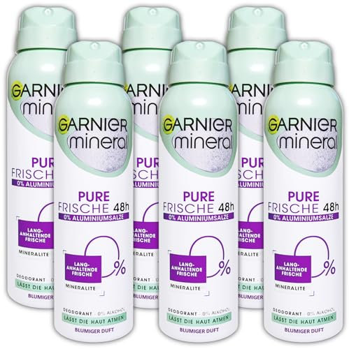 6 er Pack GARNIER mineral Deospray Pure Frische Blumiger Duft 6 x 150 ml Deodorant