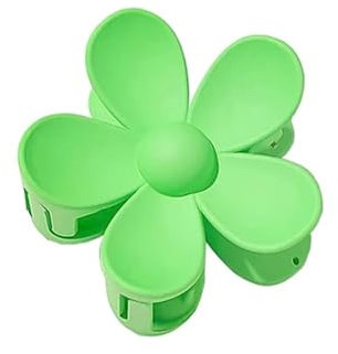 Pince à cheveux en forme de fleur douce de 7 cm, couleur unie givrée pour femmes et filles, pince à cheveux requin pour queue de cheval, accessoires pour cheveux (vert herbe)
