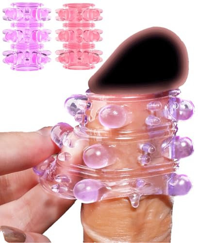 Penismanschetten, 2er Pack Penis Sleeve Wiederverwendbare Penishülle für Penisvergrößerung, kondome mit große noppen, Sexspielzeug für Männer, Penis Hülle Sex Toyset für Paar Set