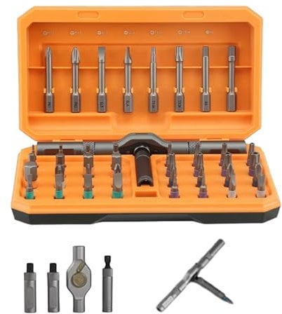 42 In 1 Magnetic Screwdriver Set, DIY Ratchet Screwdriver Kit, Multi Bit Ratcheting Screw Driver Set, with Detachable Ratchet Handle, for Computer, Bicycles, Furniture and DIY (Orange)