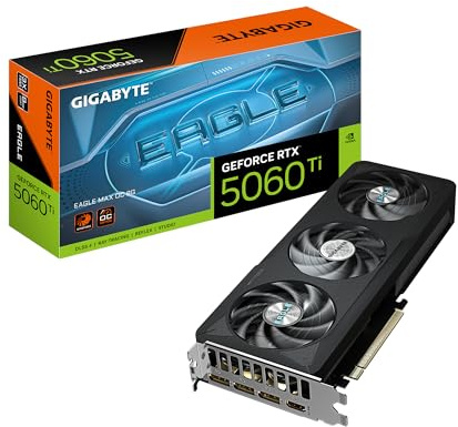 GIGABYTE GeForce RTX 5060 Ti Eagle MAX OC 8G Scheda grafica, 8GB 128-bit GDDR7, PCIe 5.0, sistema di raffreddamento WINDFORCE, scheda video GV-N506TEAGLEMAX OC-8GD