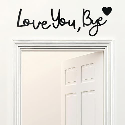 Türschild „Love You Bye“ für die Flurdekoration, moderne Buchstaben-Deko für Flur und Treppe, Türschild zum Valentinstag (schwarz)