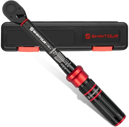 SHINTOUR 1/4 Drive Small Click Torque Wrench 2-26Nm for Bike Motocycle DIY | Dual-Direction Adjustable Mini Low Torque, 72T with Dual Range Scales, High 3% Precision for Bicycle, Electronics, Precision