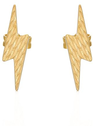 Lightning Bolt Earrings 925 Sterling Silver Gothic Lightning Stud Earrings for Women Men