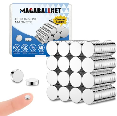 MAGABALLNET 100 Stück Mini Starke Magnete, 6×1mm Kühlschrankmagnete, Kleine Neodym Magnete für Pinnwände, Kühlschränke, Handwerk, Büro, Küche