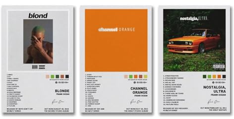 Generisch A Set Of 3 Art Fra-nk Ocean Album Canvas Poster Für Zimmer, Ästhetische Leinwand-Wandkunst, Schlafzimmer-Dekor Poster 08x12inch(20x30cm)-3pcs