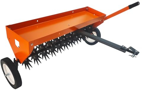 Garvee Aérateur de Pelouse pour Tracteur Tondeuse Autoportée, Aérateur à Gazon 103cm avec Dents en Acier Galvanisé, Pénétrateur de Sol pour Tracteur avec Barre de Remorquage