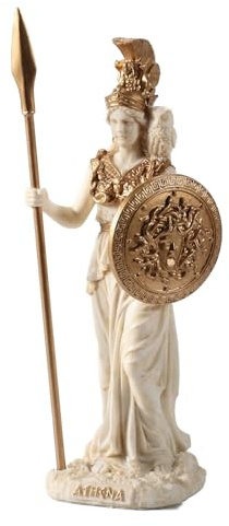 DadArt Athena Minerva Statue aus Kunstharz mit goldenen Details, griechisch-römische Mythologie-Figur